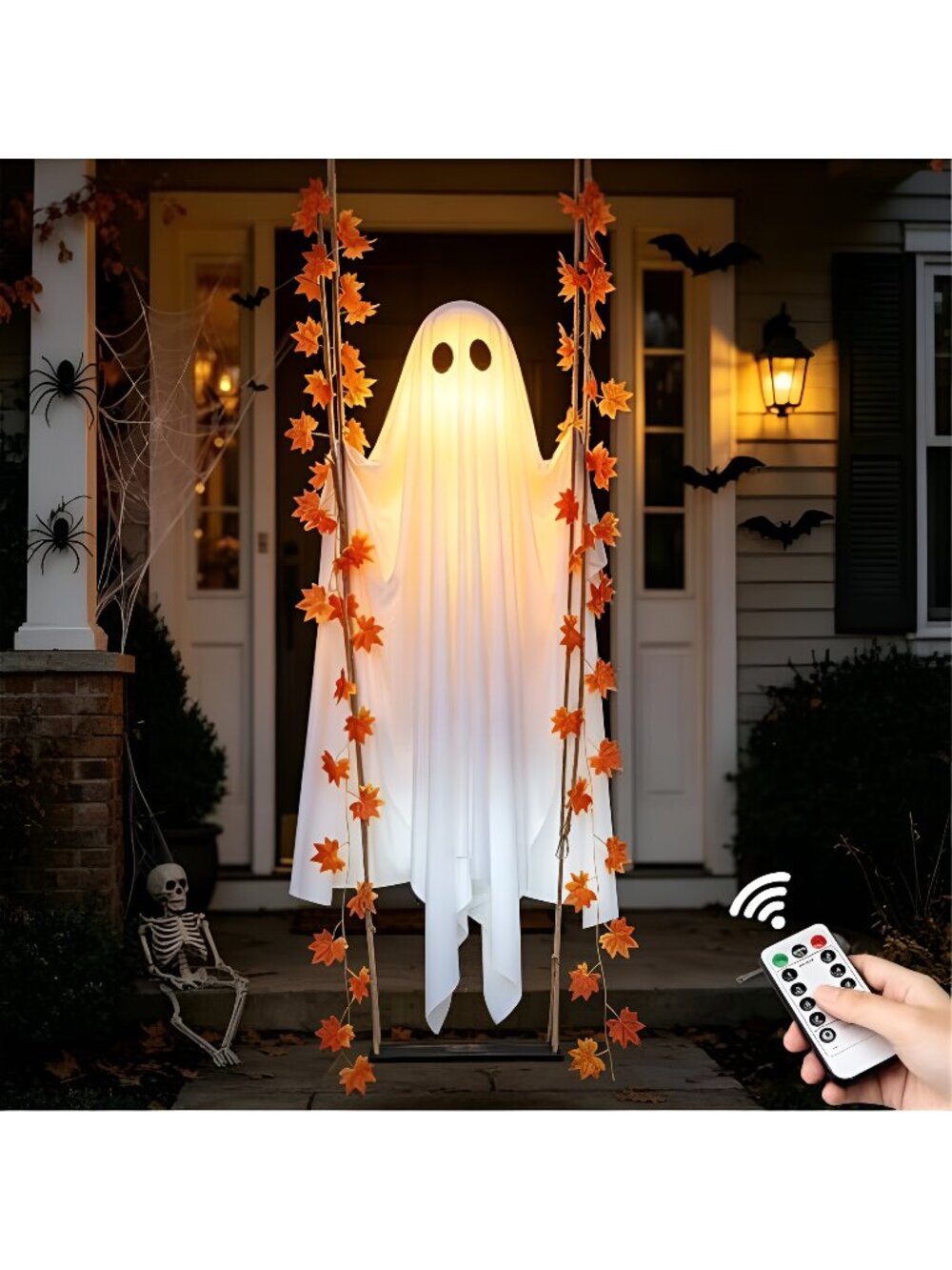 4.4 FT Swinging Ghost Halloween Decor - Outdoor Halloween Decorations with